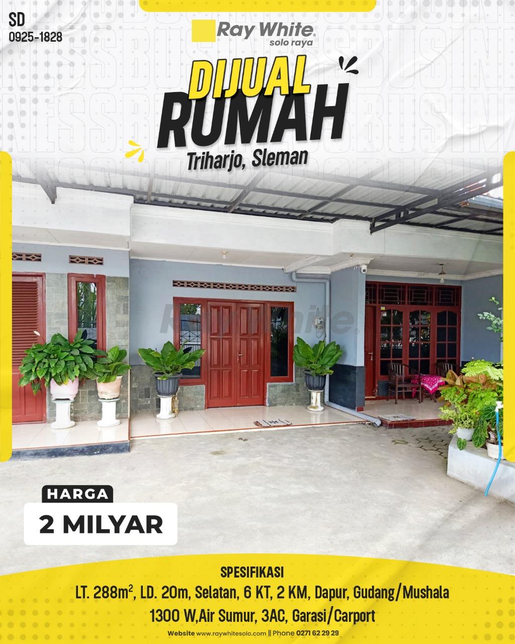 Rumah Luas 6KT Lebar 20m di Triharjo Sleman, Ada Mushala