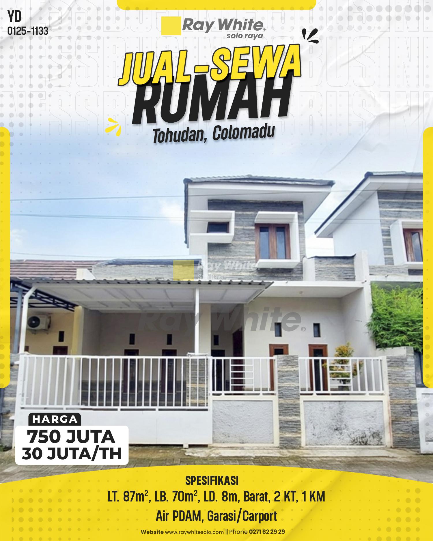 Disewakan Rumah Siap Pakai di Tohudan Colomadu, Perumahan One Gate