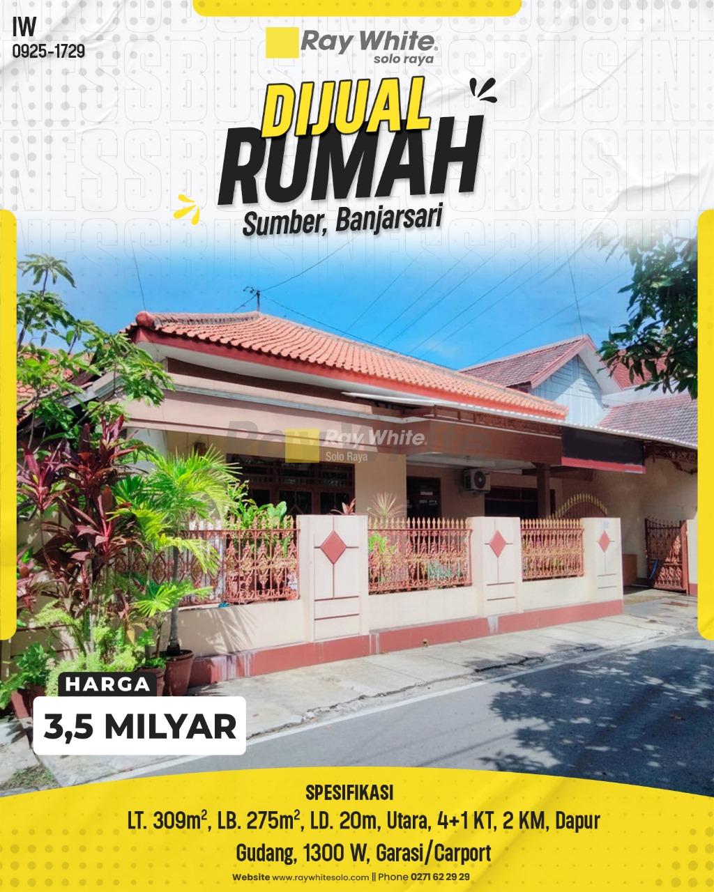 Rumah Luas di Kawasan Elit Sumber, Banjarsari, Solo