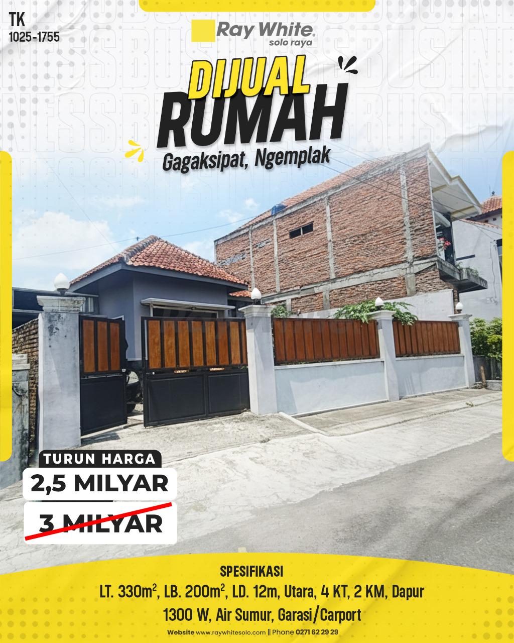 Rumah Luas dengan Halaman di Gagaksipat, Dekat Bandara Adi Soemarmo