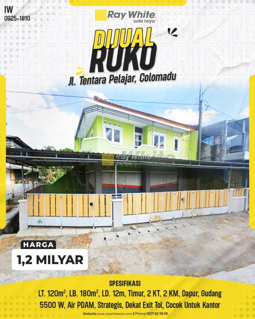 Ruko Jl. Tentara Pajar Bolon, Colomadu, Ideal untuk Kantor Dekat Tol