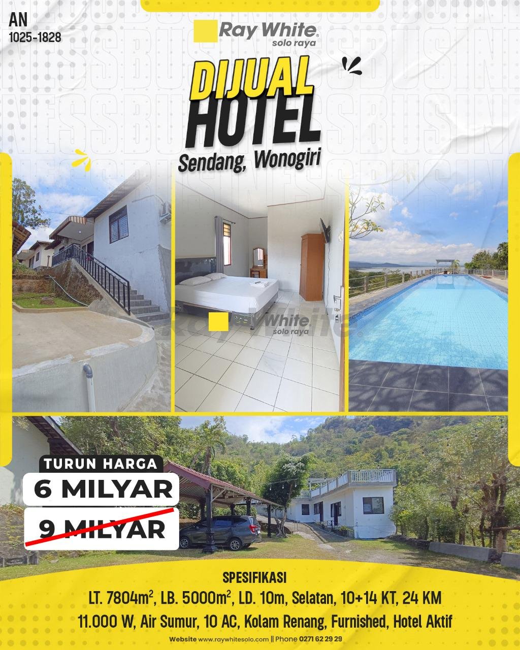 Hotel di Kawasan Wisata Waduk Gajahmungkur, Wonogiri, 24 Kamar Full Perabot