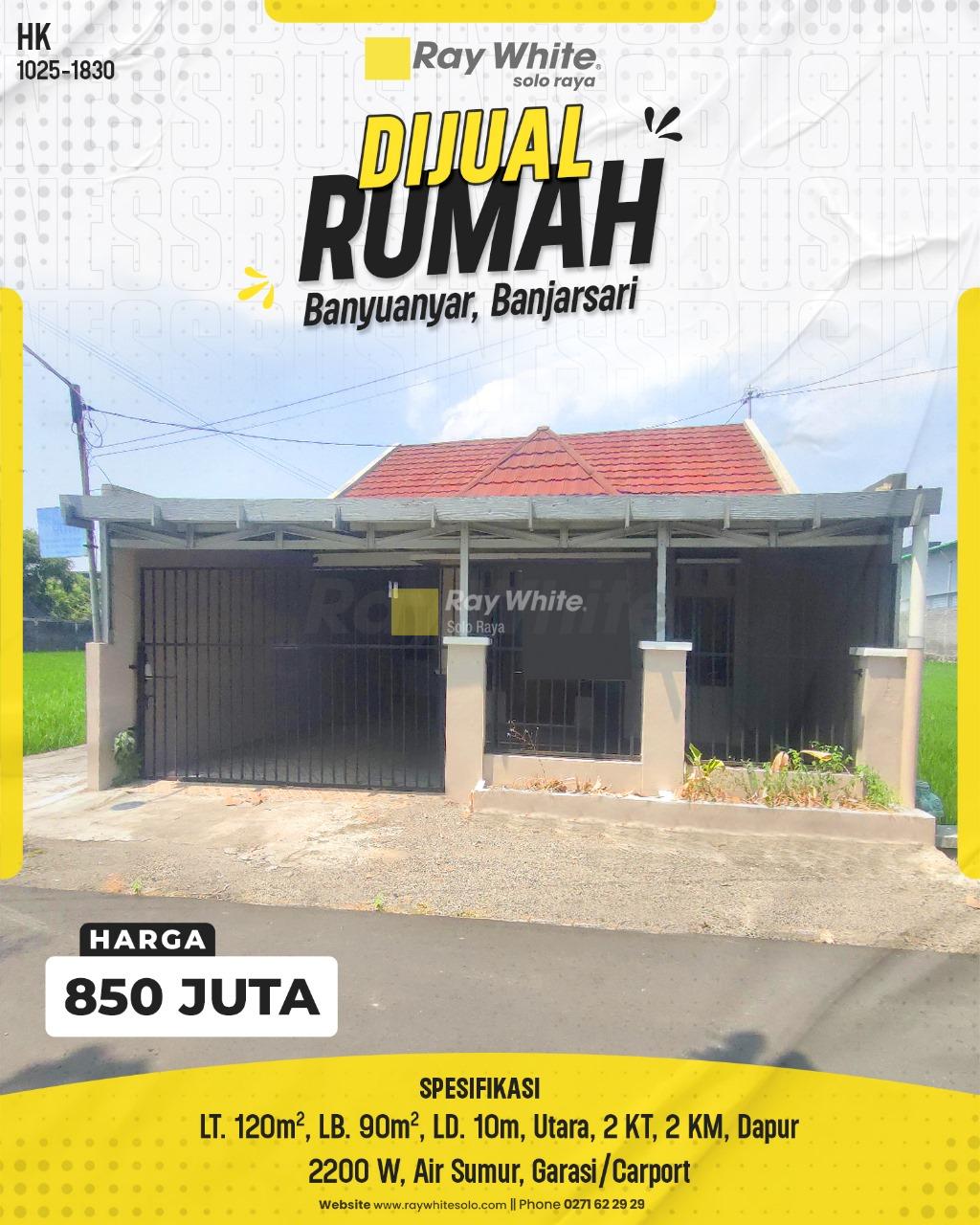 Rumah Nyaman di Lingkungan Tenang Banyuanyar, Banjarsari, Solo