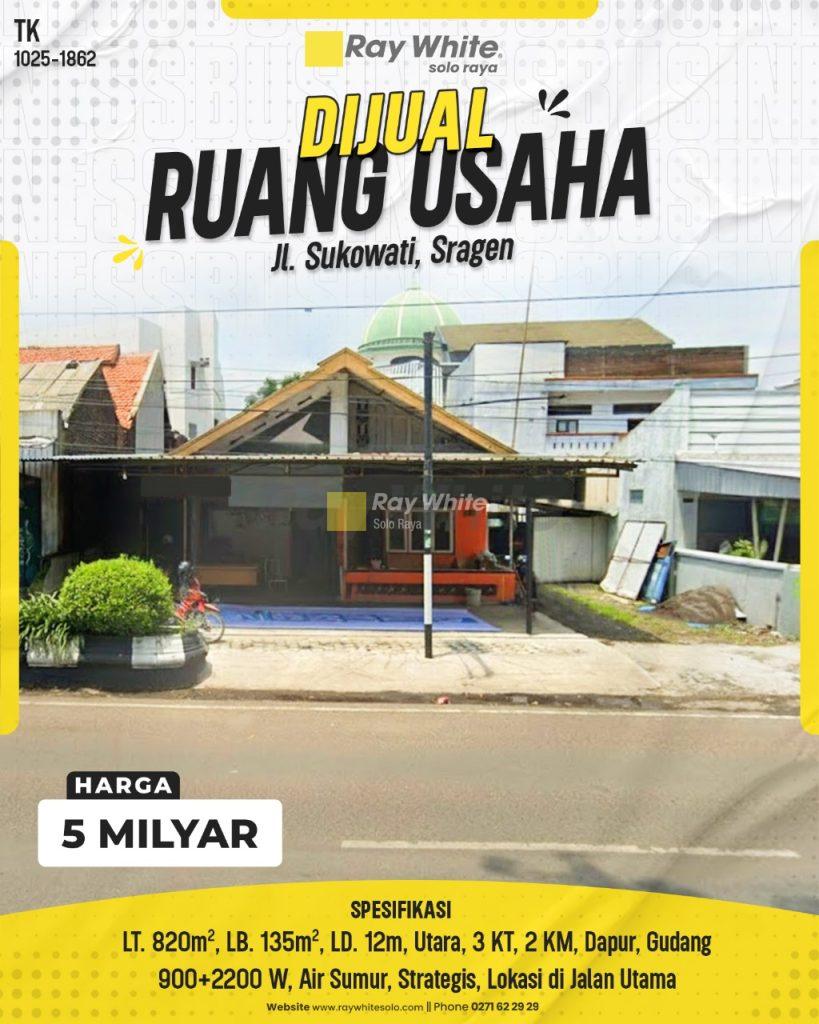 Ruang Usaha Dijual di Jl. Sukowati Sragen, Jantung Kota