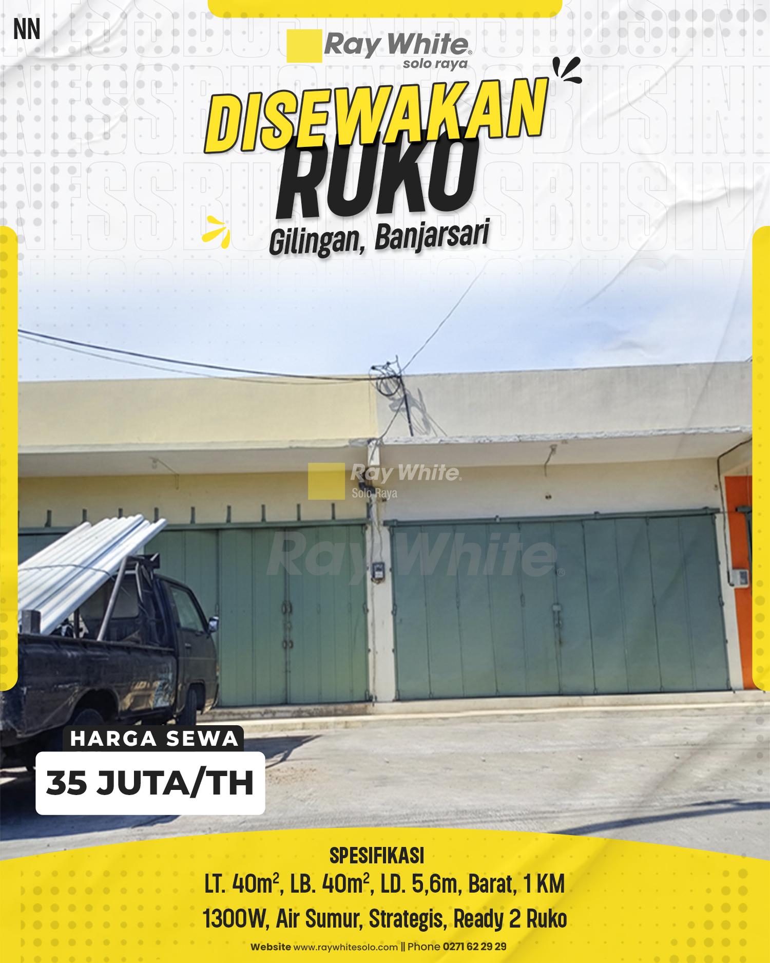 Disewakan 2 Ruko Gandeng Murah di Gilingan, Dekat Terminal Solo