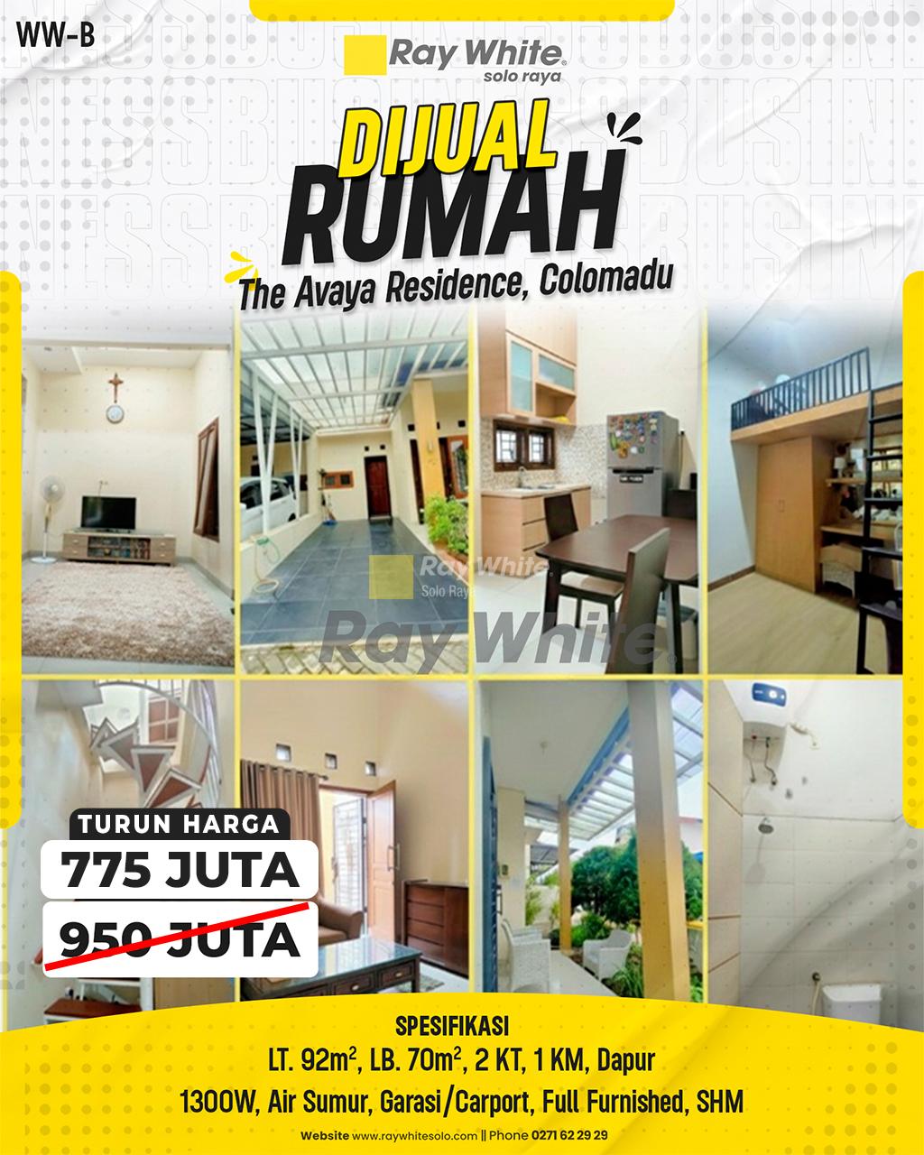Dijual Rumah Full Furnished di The Avaya Residence, Colomadu