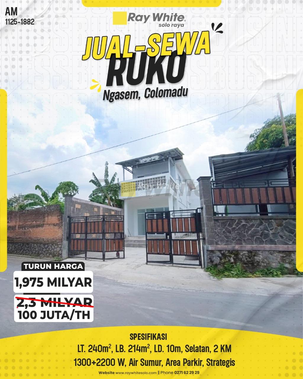 Ruko 2 Lantai Modern Strategis di Ngasem, Colomadu (Sangat Dekat Pintu Tol)