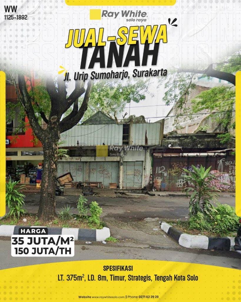 Tanah Komersial Premium di Jantung Kota, Tepi Jalan Utama Jl. Urip Sumoharjo, Surakarta