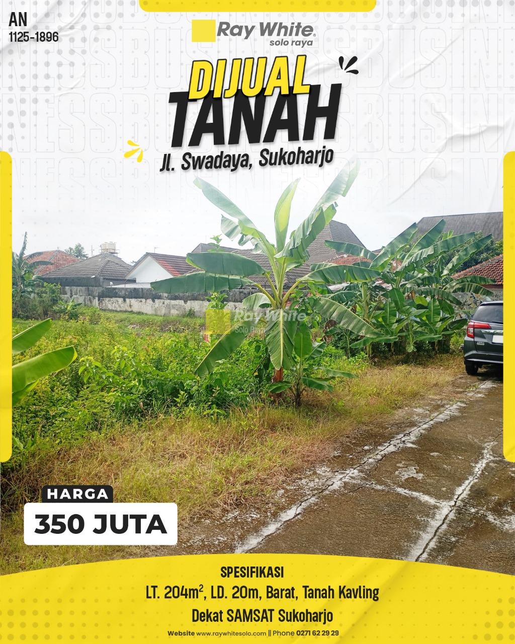 Judul: Tanah Kavling Lebar Depan Istimewa (20m) di Jl. Swadaya, Dekat SAMSAT Sukoharjo