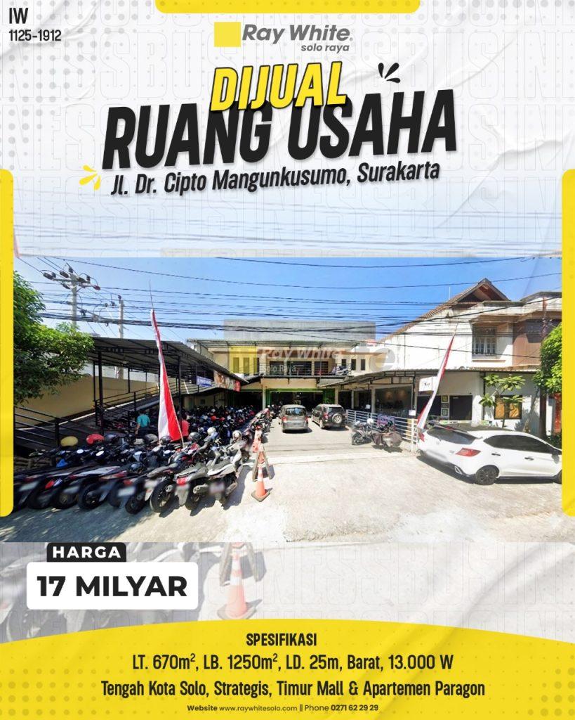 Gedung Komersial Premium (Lebar 25m) di Ring 1 Kota Solo, Jl. Dr. Cipto (Timur Paragon Mall)