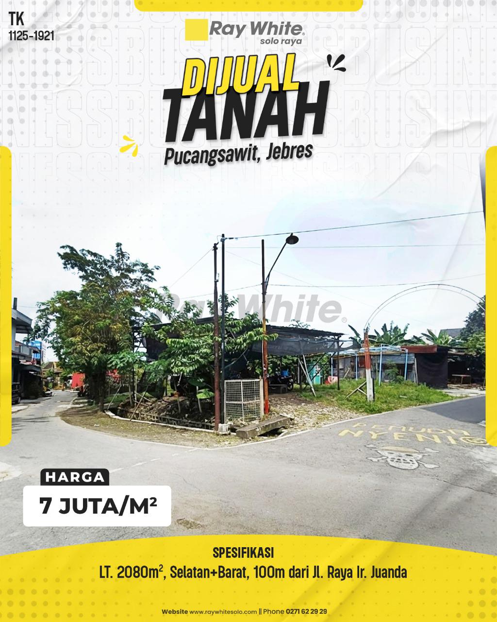 Tanah Hook Luas (2080m²) Strategis di Pucangsawit, Jebres (Hanya 100m dari Jalan Raya)