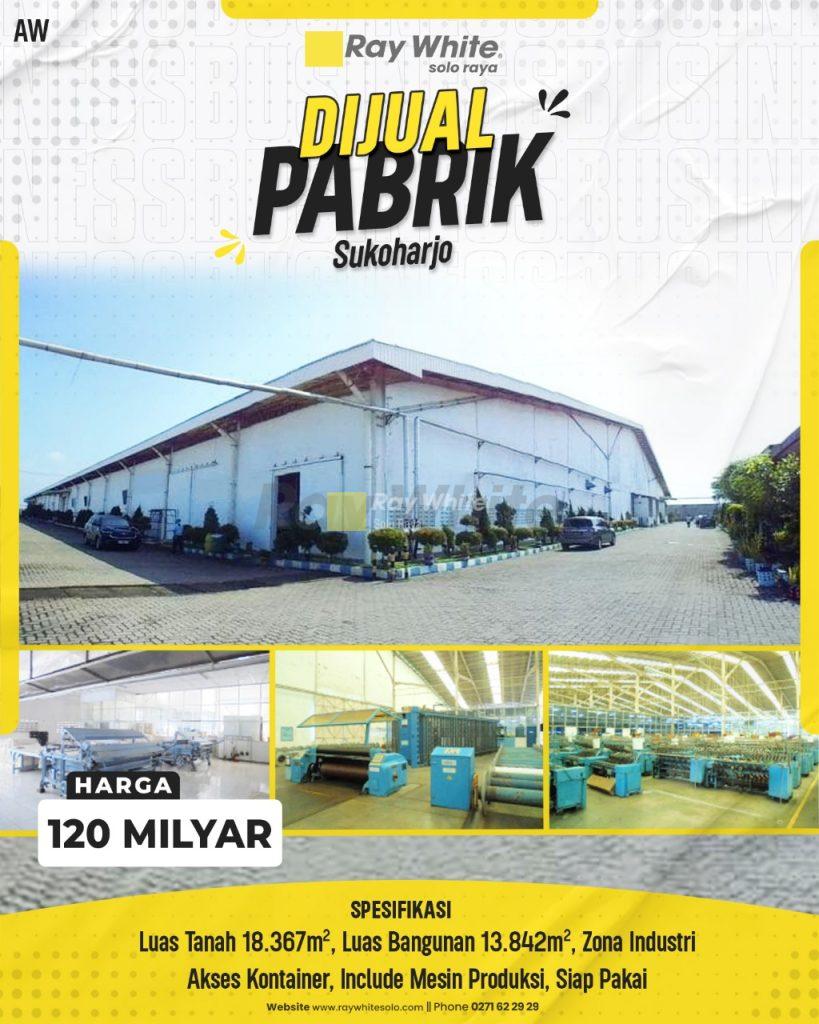 Pabrik Aktif Siap Pakai di Zona Industri Sukoharjo (Akses Kontainer, Include Mesin)