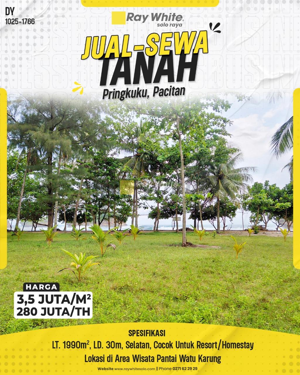 Tanah Jual Sewa di Area Wisata Pantai Watu Karung Pacitan
