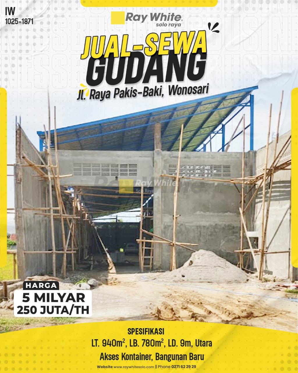 Gudang Baru Jual Sewa Jl. Raya Pakis-Baki Wonosari Klaten