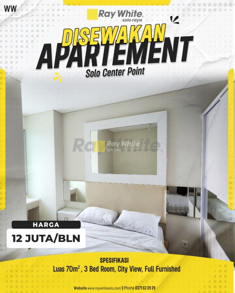 Apartemen Eksklusif Tipe 3BR Full Furnished (City View) di Solo Center Point, Purwosari, disewakan perbulanya
