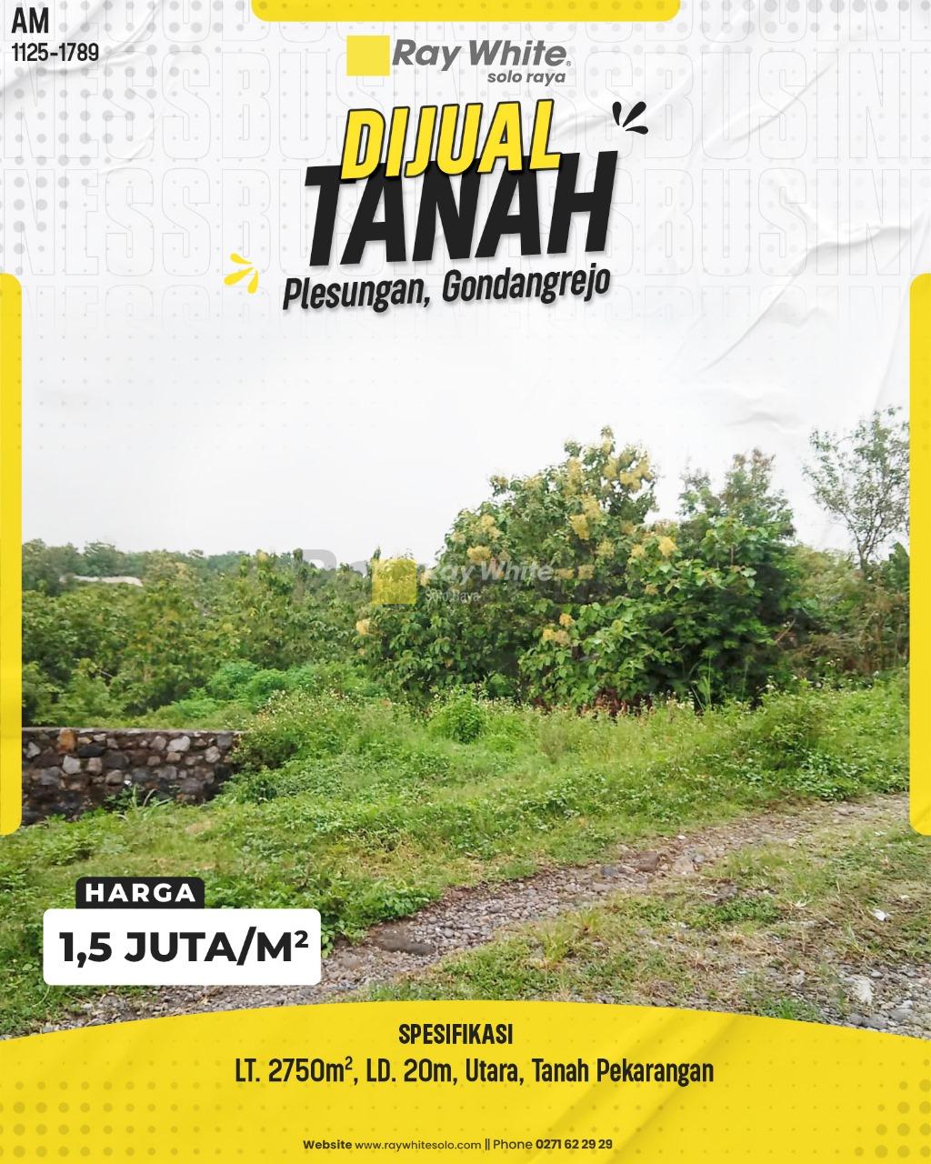 Tanah Pekarangan Luas (2750m²) Siap Bangun di Plesungan, Gondangrejo (Investasi Menjanjikan)