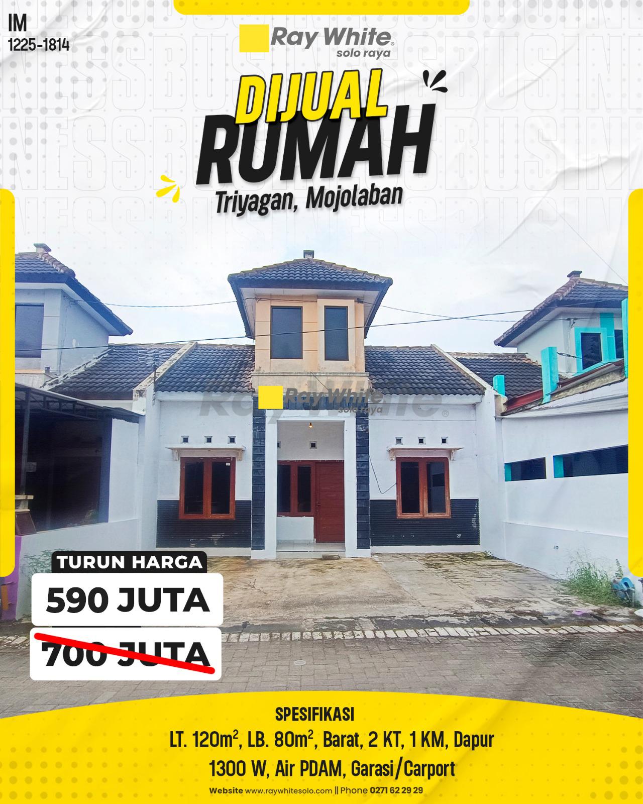 Rumah Cantik Muka Lebar di Perum Triyagan Asri Mojolaban