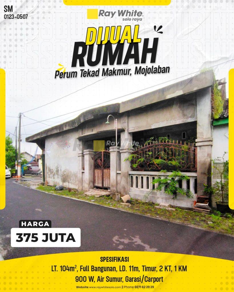Rumah Murah Muka Lebar di Perum Tekad Makmur Mojolaban