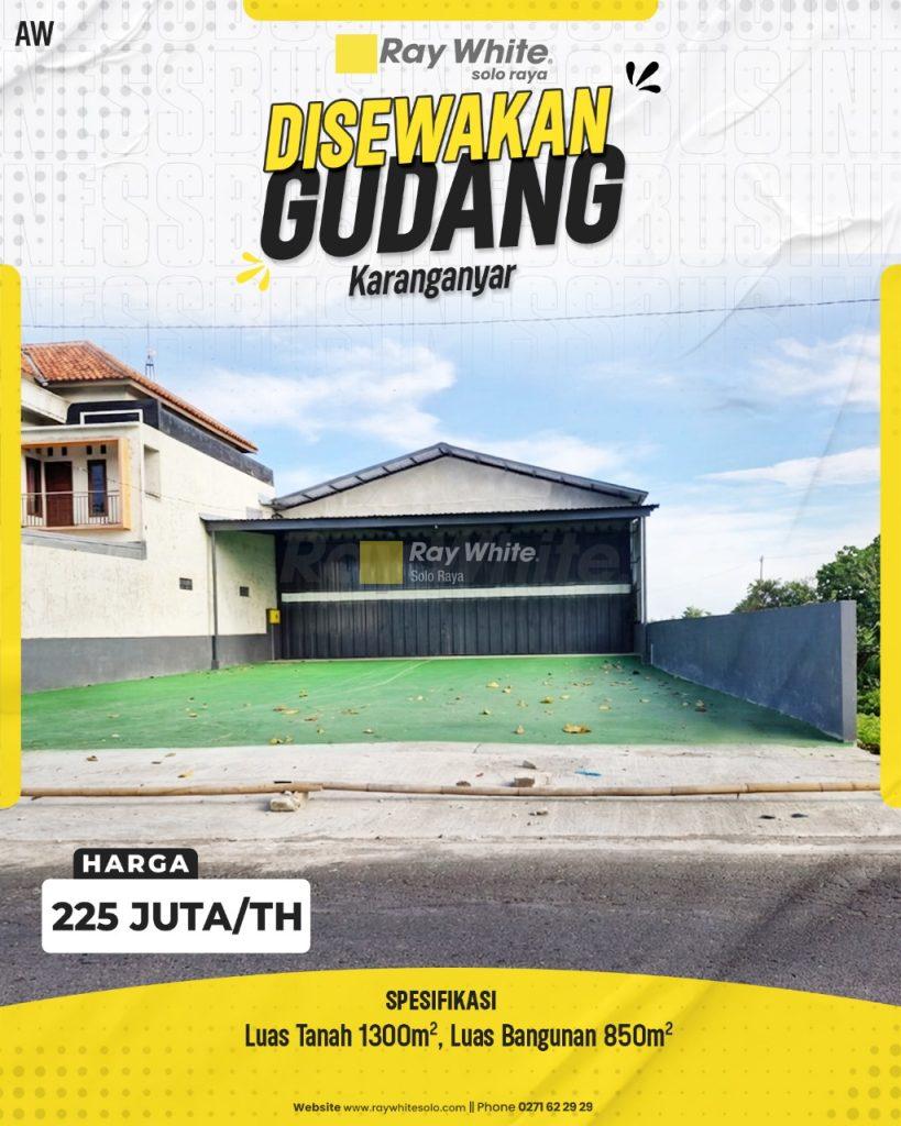 Disewakan Cepat! Gudang Luas 1300m² Siap Pakai di Karanganyar