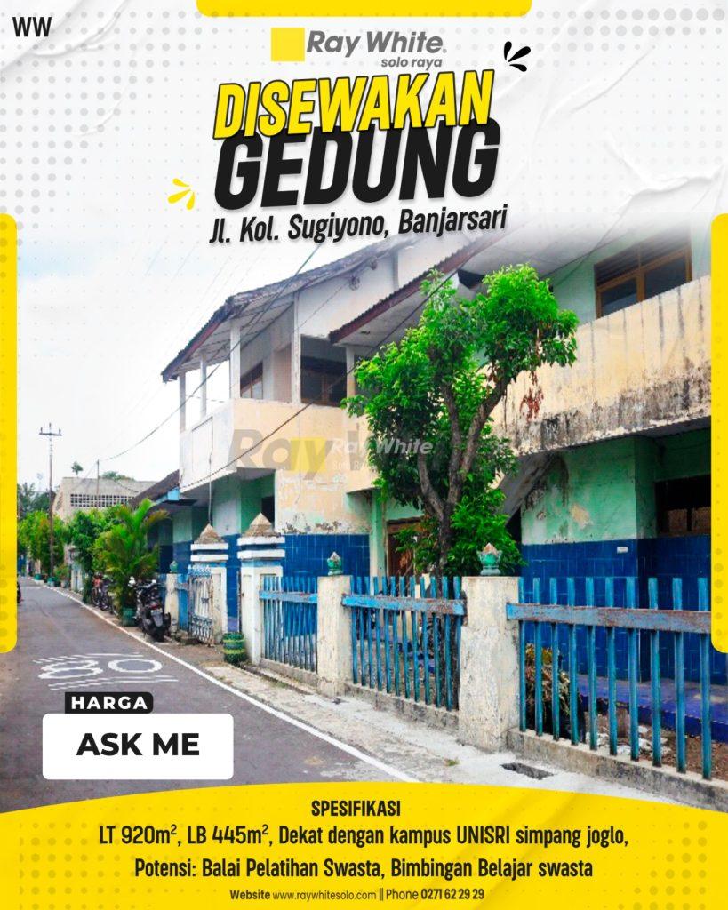 Disewakan Gedung Halaman Luas Dekat UNISRI & Simpang Joglo Solo