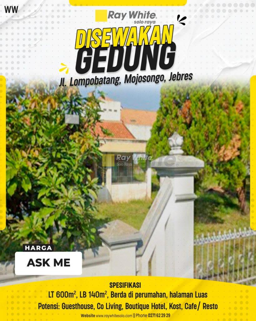 Disewakan Gedung Halaman Luas Asri di Mojosongo Jebres Solo