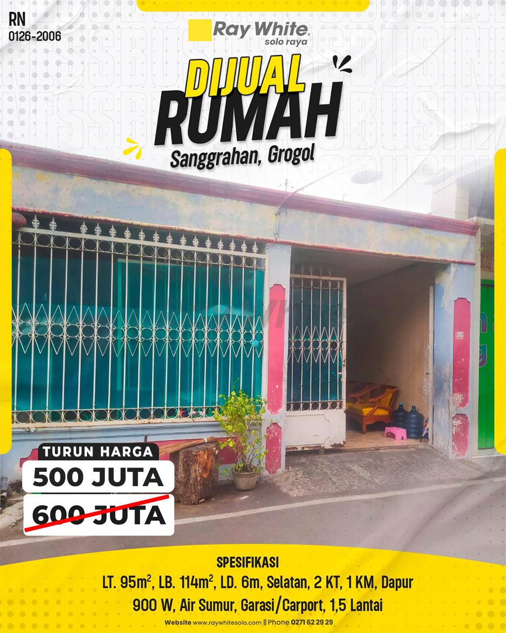 Dijual Rumah 1,5 Lantai Murah di Sanggrahan Grogol Dekat Solo Baru
