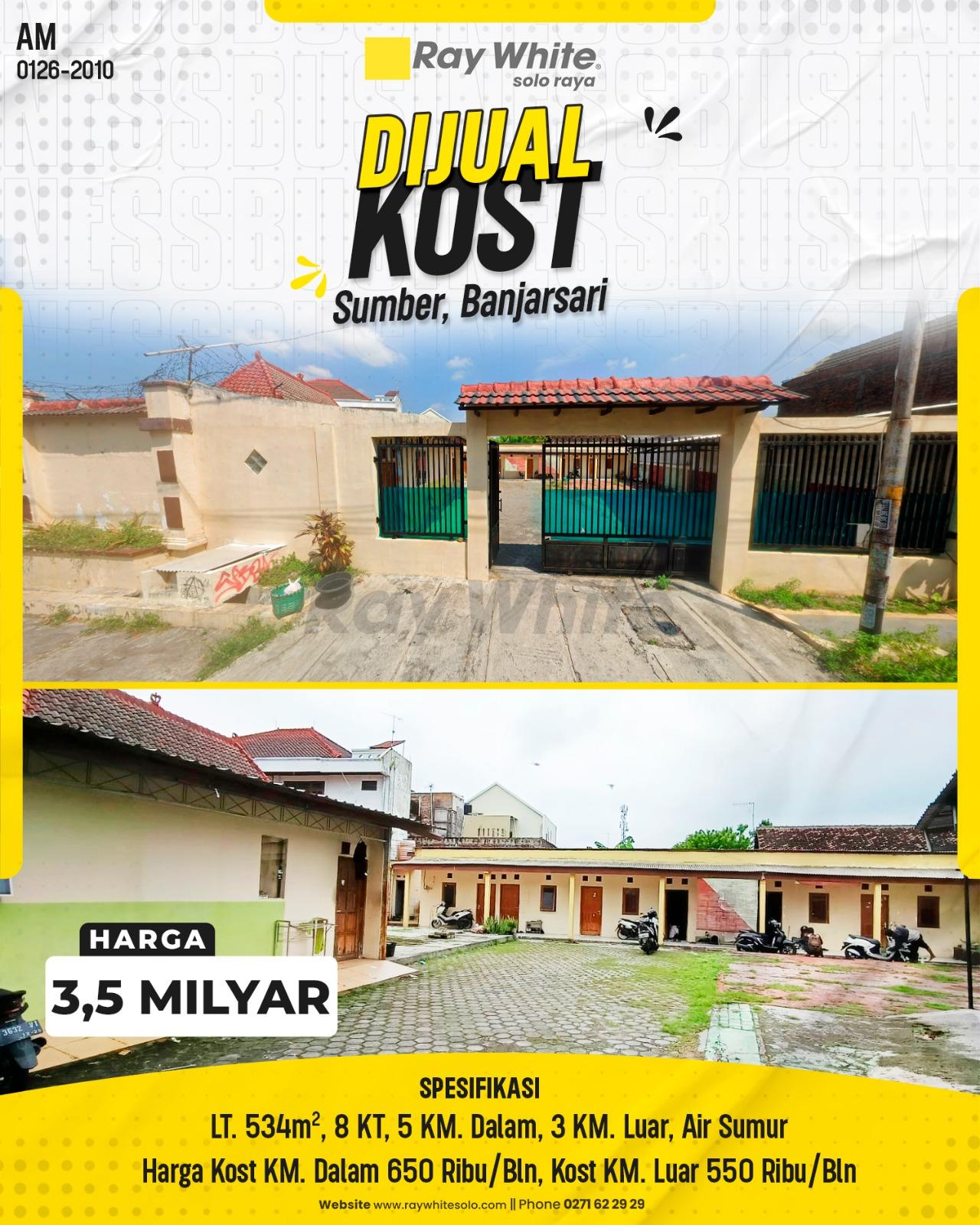 Investasi Kost Menguntungkan Tanah Luas 534 m² di Sumber Solo