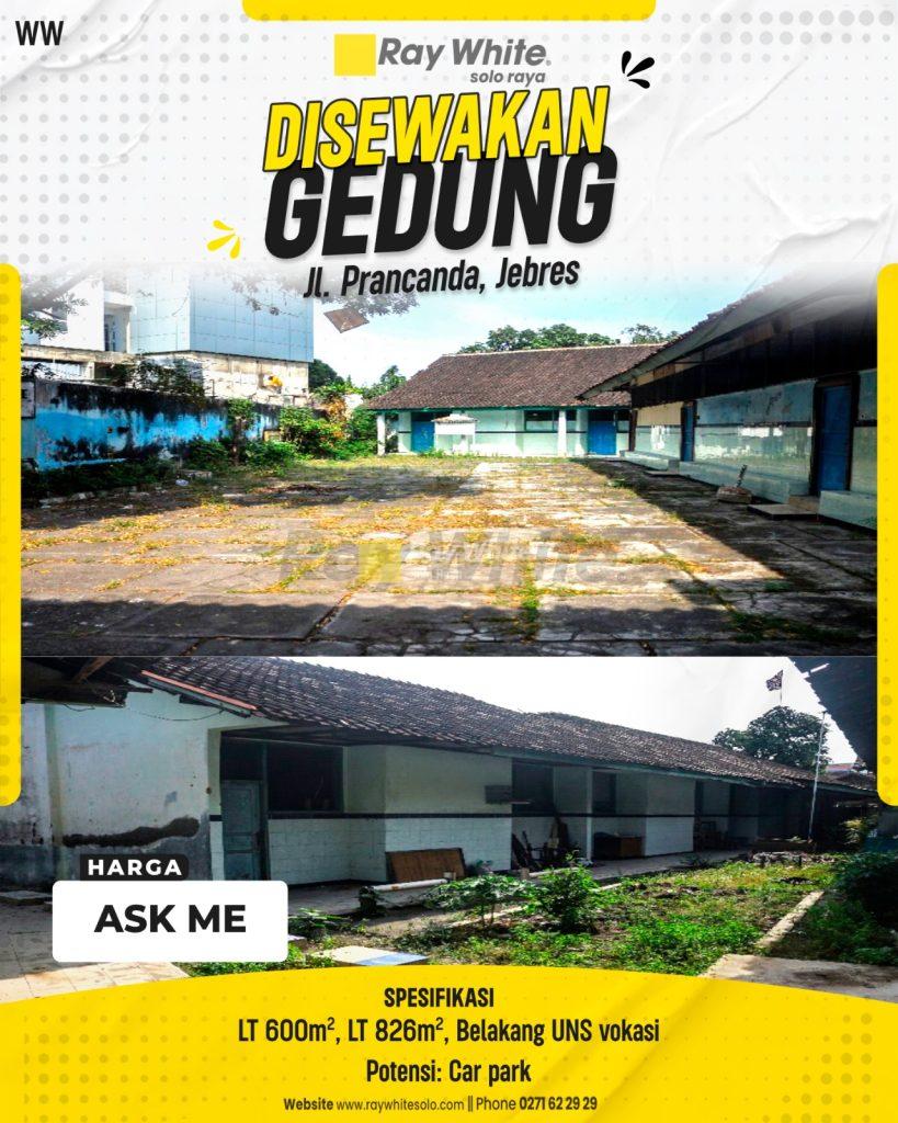 Disewakan Gedung Strategis di Belakang UNS Vokasi Jebres Solo