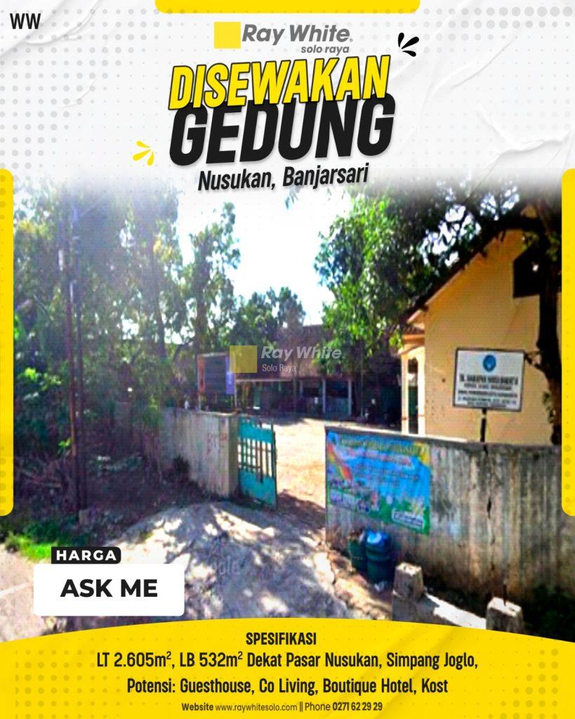 Disewakan Gedung & Lahan Super Luas 2.605 m² di Nusukan Solo