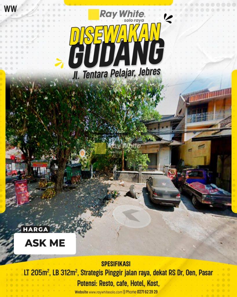 Disewakan Gudang & Ruang Usaha Strategis Tepi Jalan Tentara Pelajar Jebres