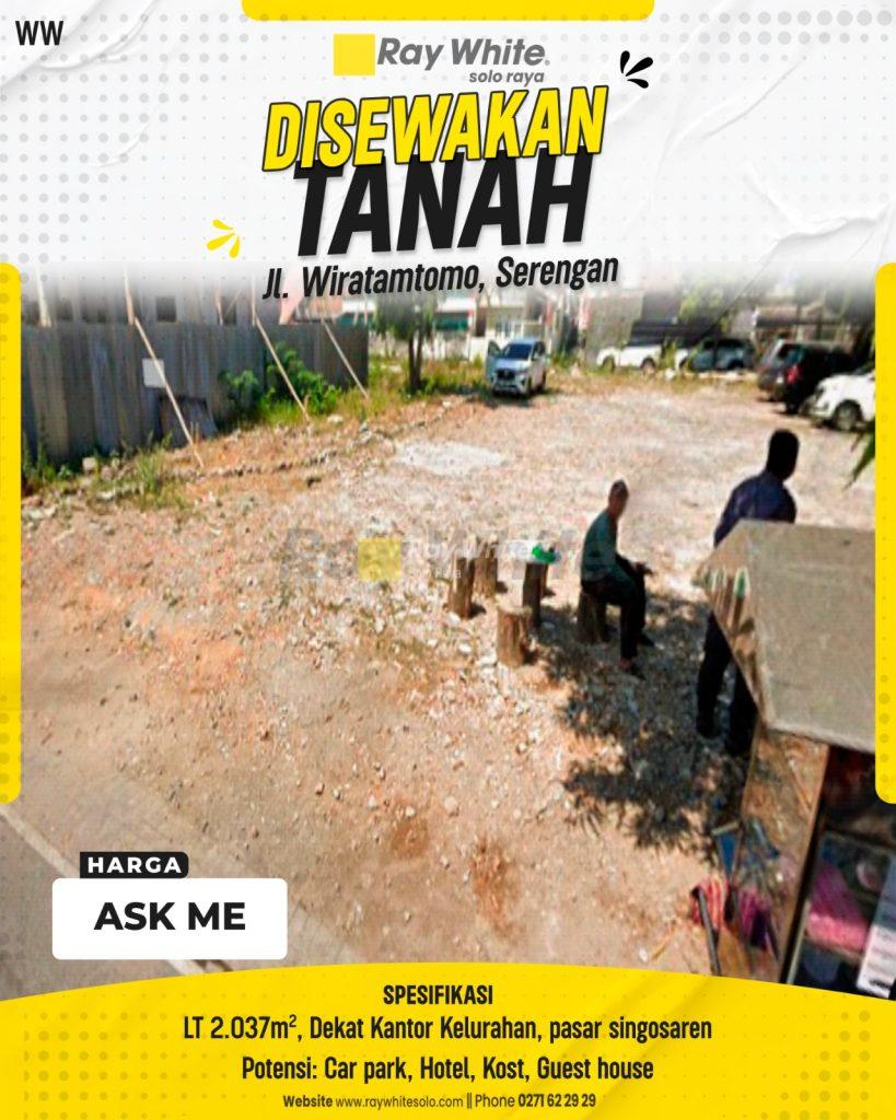 Disewakan Tanah Luas Strategis 2.000 m² di Wiratamtomo Serengan Solo