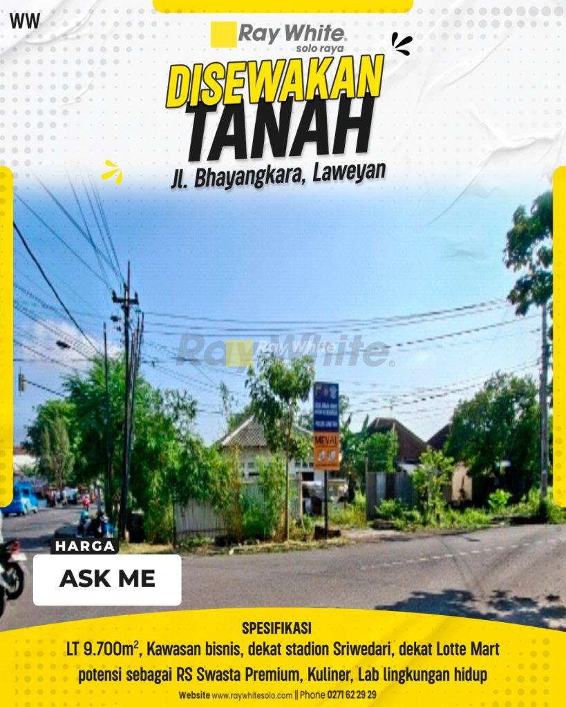 Disewakan Lahan Raksasa Hampir 1 Hektar di Pusat Kota Jl. Bhayangkara Solo