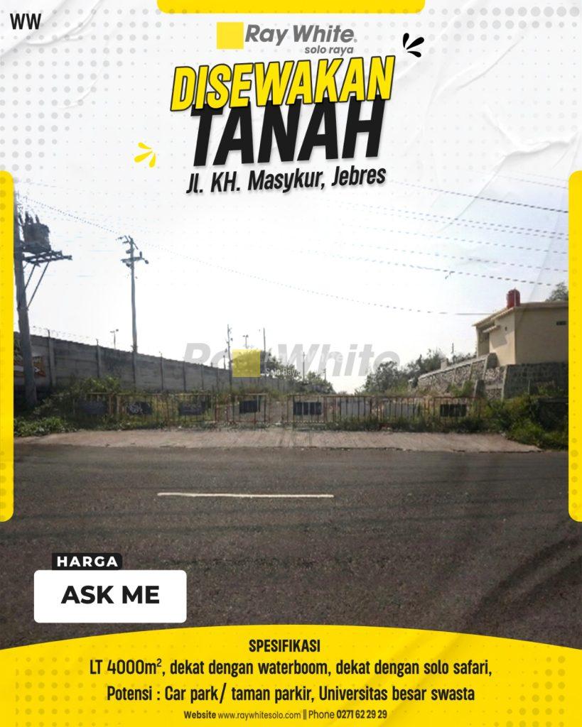 Disewakan Lahan Luas 4.000 m² Strategis Dekat Solo Safari di Jebres