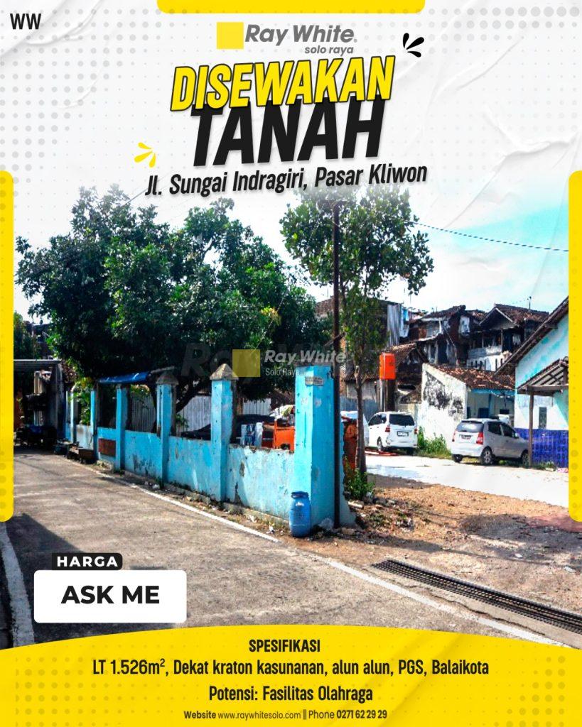 Disewakan Lahan Luas 1.526 m² Dekat Kraton & PGS di Pasar Kliwon