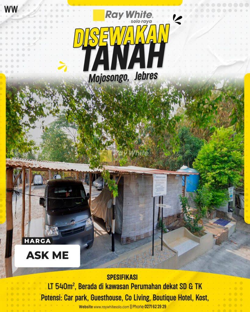 Disewakan Tanah 540 m² di Lingkungan Perumahan Asri Mojosongo Solo