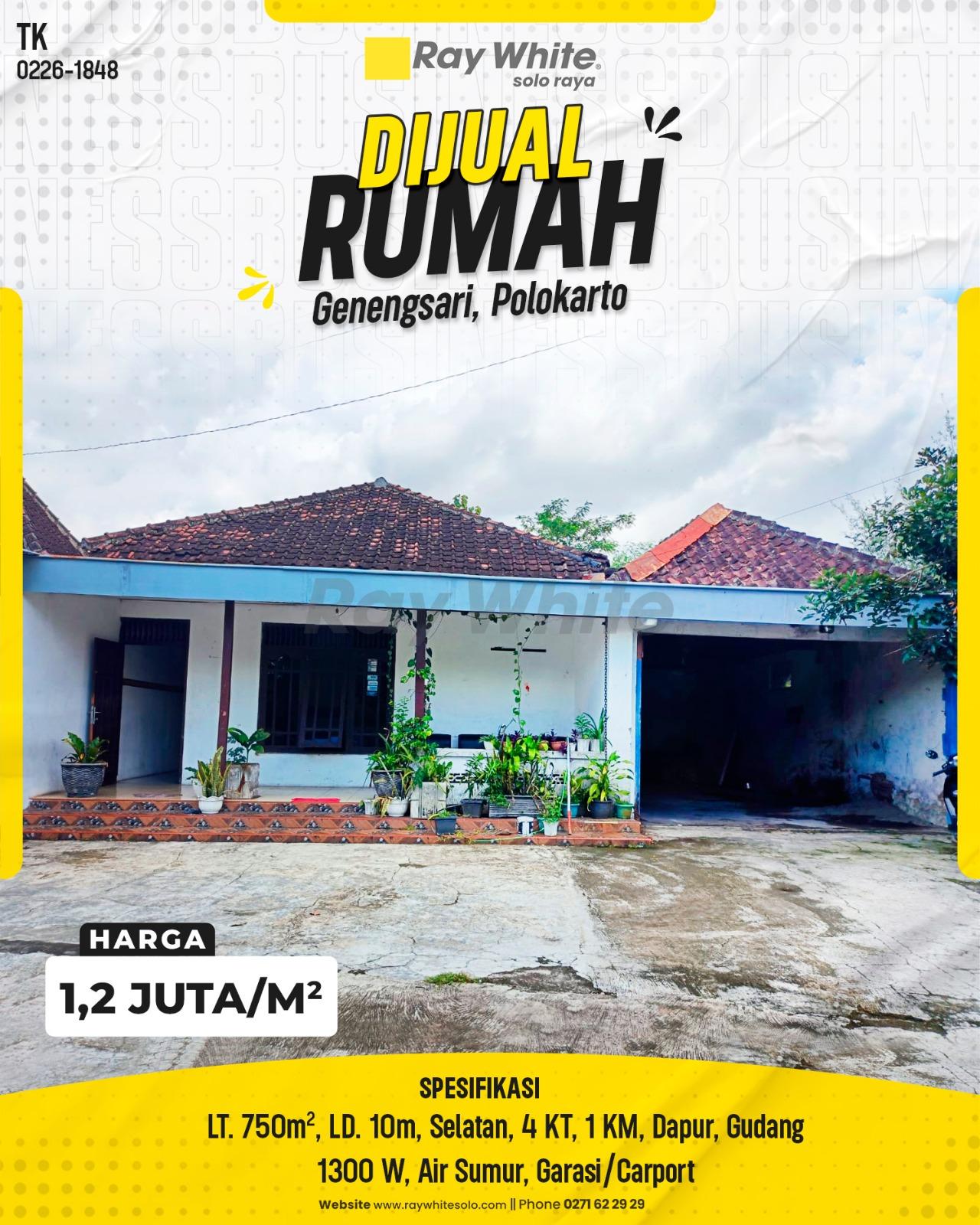 Dijual Rumah Halaman Luas Harga “Miring” di Genengsari Polokarto