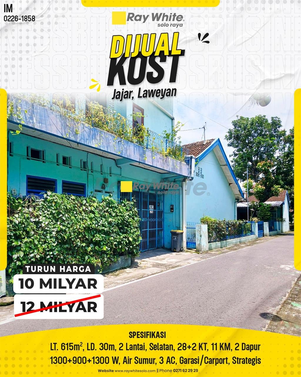 Dijual Kost Super Luas “Mesin Pencetak Uang” di Jajar Laweyan Solo