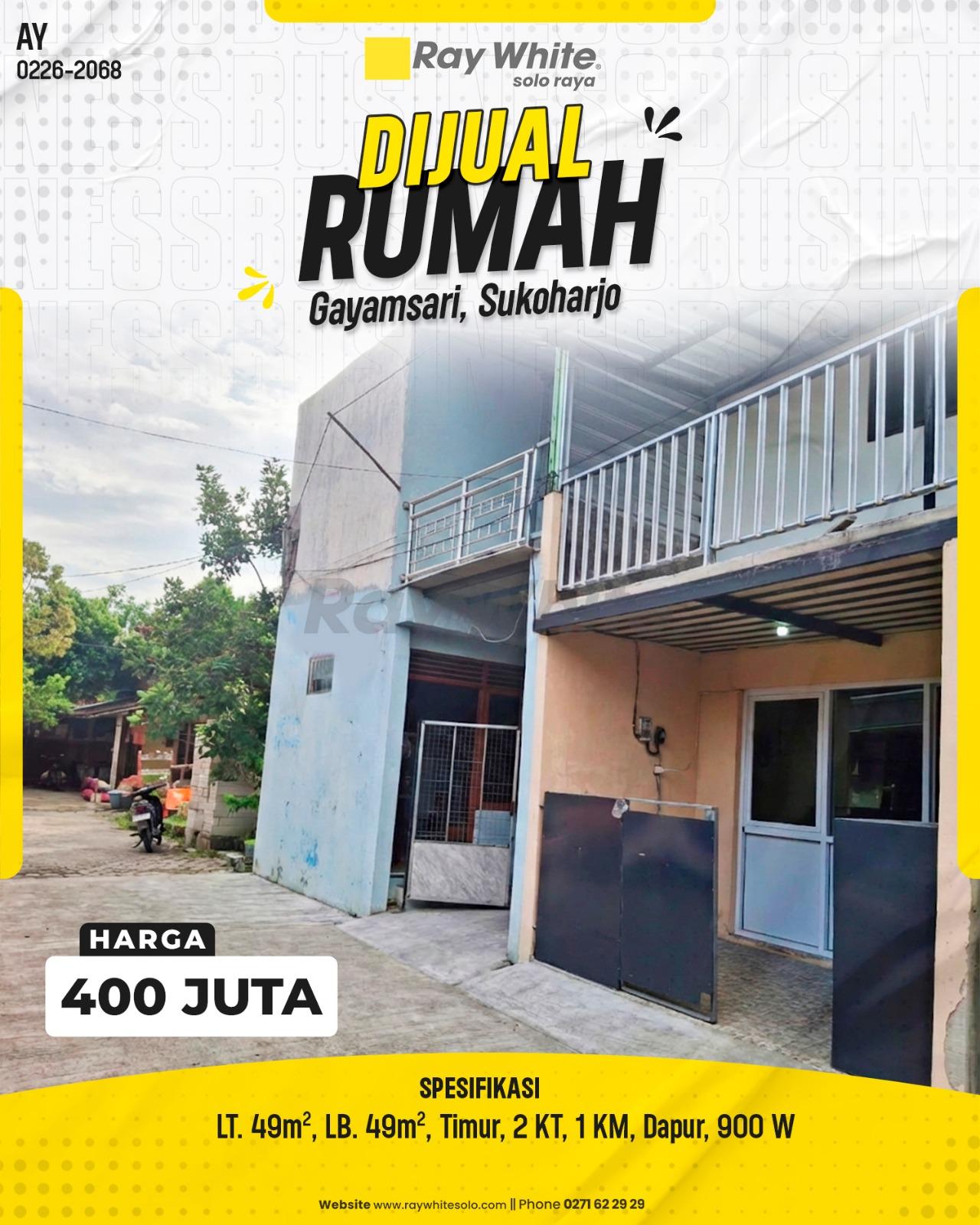 Dijual Rumah Compact 2 Lantai Harga “Kaki Lima” di Gayamsari Sukoharjo
