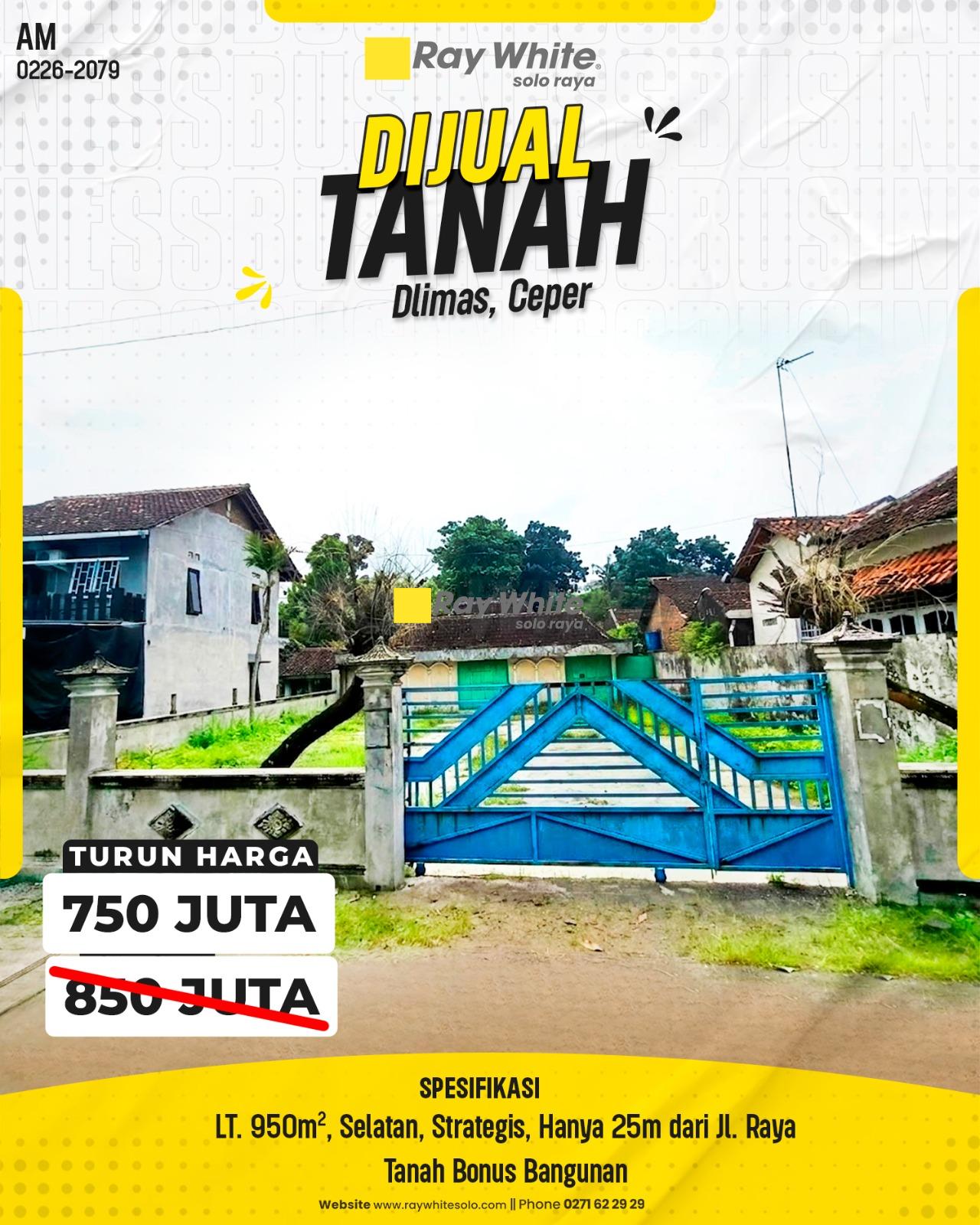 Dijual Tanah Bonus Bangunan di Dlimas Ceper Klaten