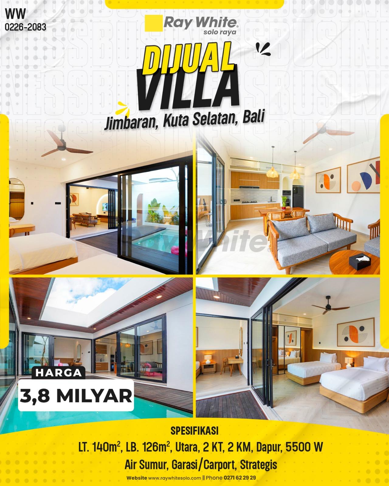 Dijual Villa Tropis Modern dengan Private Pool di Jimbaran Bali