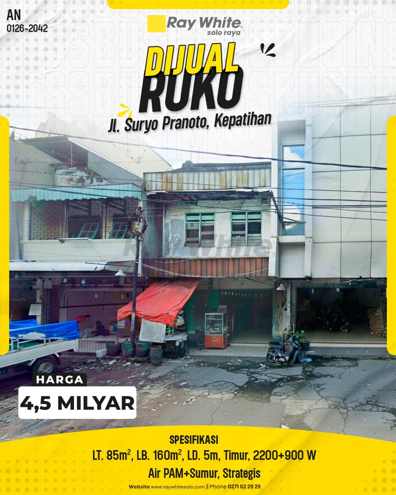 Dijual Ruko Strategis Tengah Kota di Jalan Suryo Pranoto Kepatihan Solo, Pusat Perbelanjaan Solo!!, Pasar gede