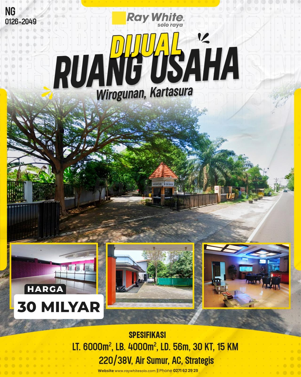 Dijual Ruang Usaha Megah Eks-Resto/Hotel di Wirogunan Kartasura, SANGAT LUAS!!