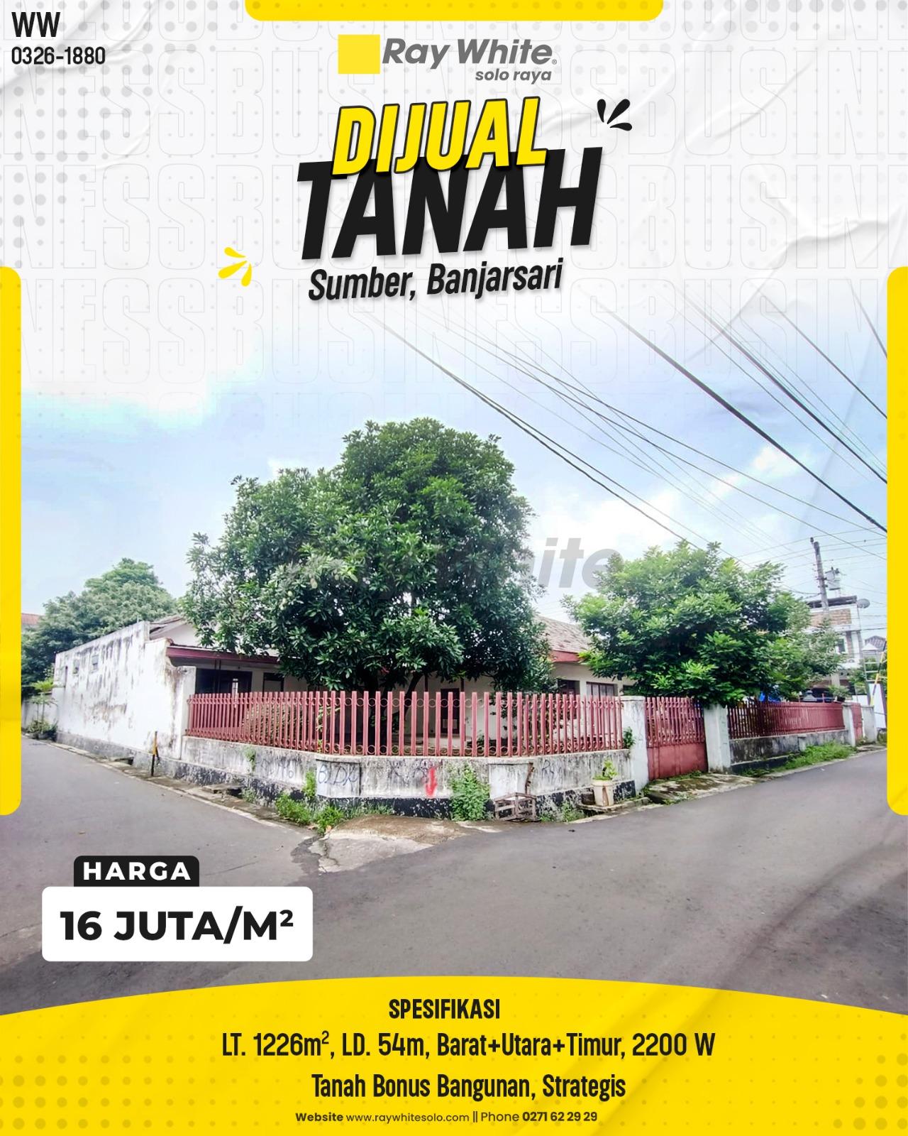 Tanah Hook Strategis di Jl. Letjend Suprapto Sumber Solo
