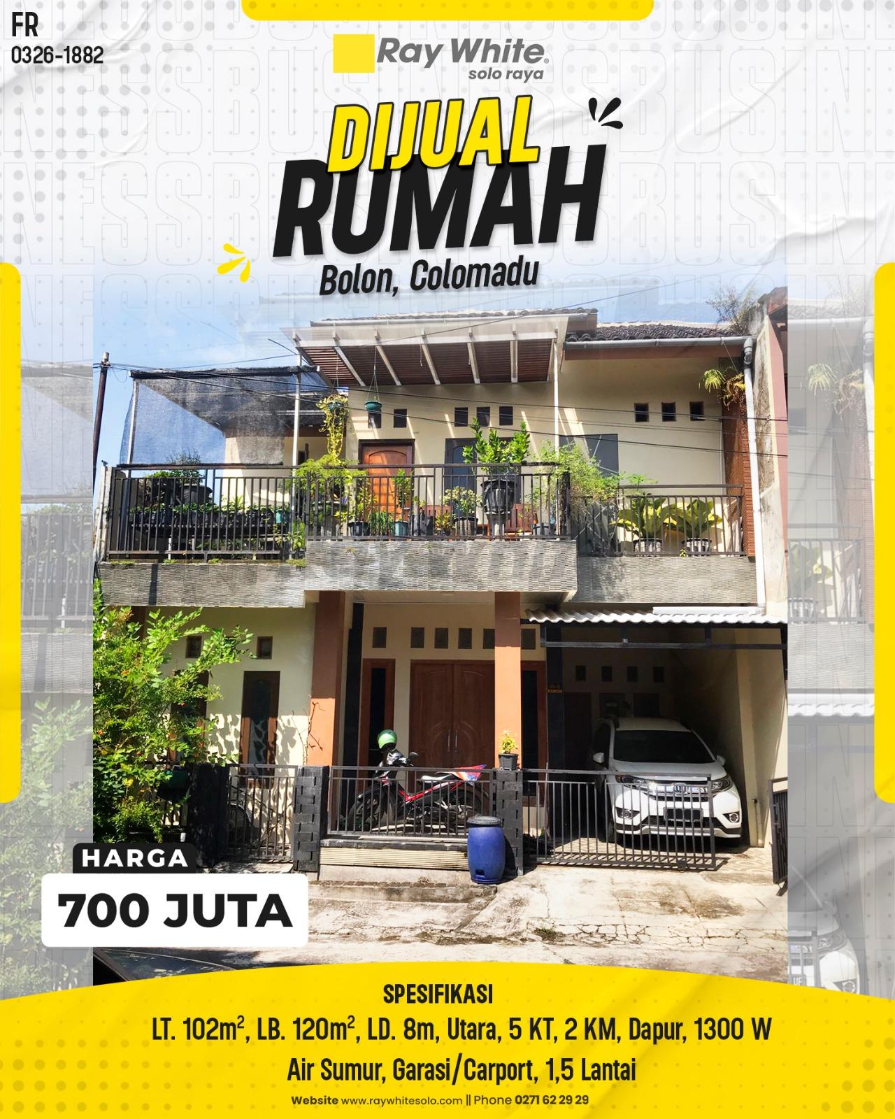 Rumah Nyaman 1,5 Lantai Strategis di Bolon Colomadu Karanganyar