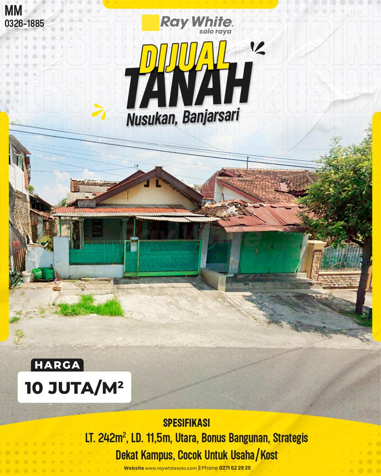 Tanah Strategis di Jl. Mr Sartono Nusukan Solo, Cocok untuk Kost