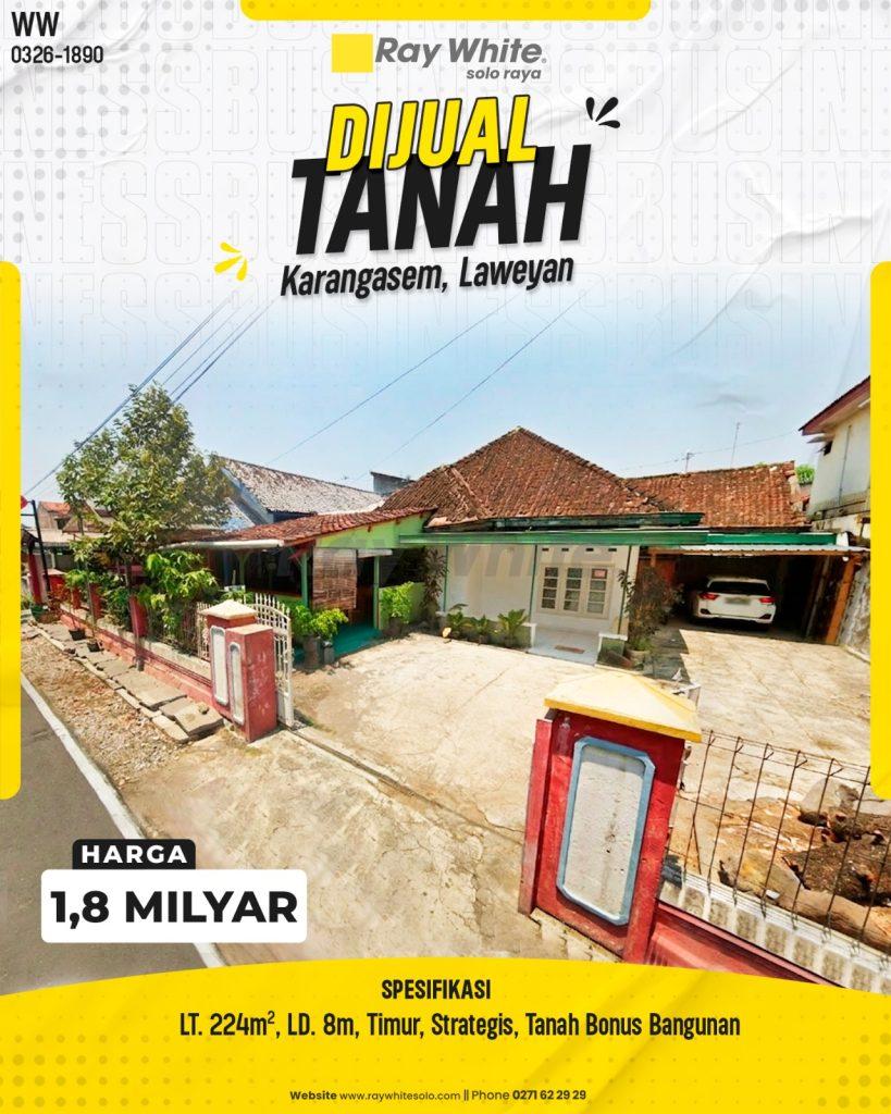 Tanah Strategis Bonus Bangunan di Karangasem Laweyan Solo