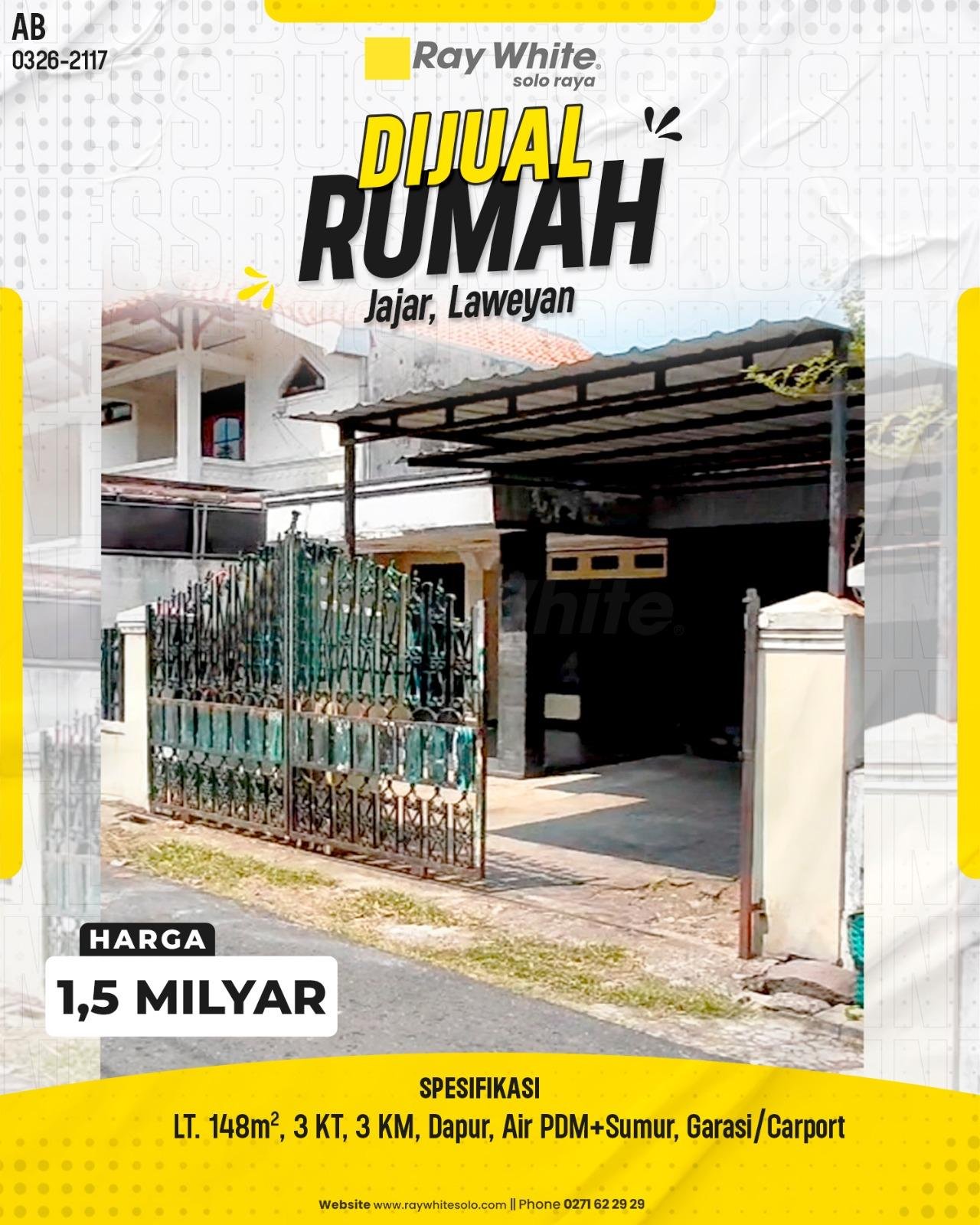 Rumah Nyaman Strategis di Gang Apel Jajar Laweyan Surakarta