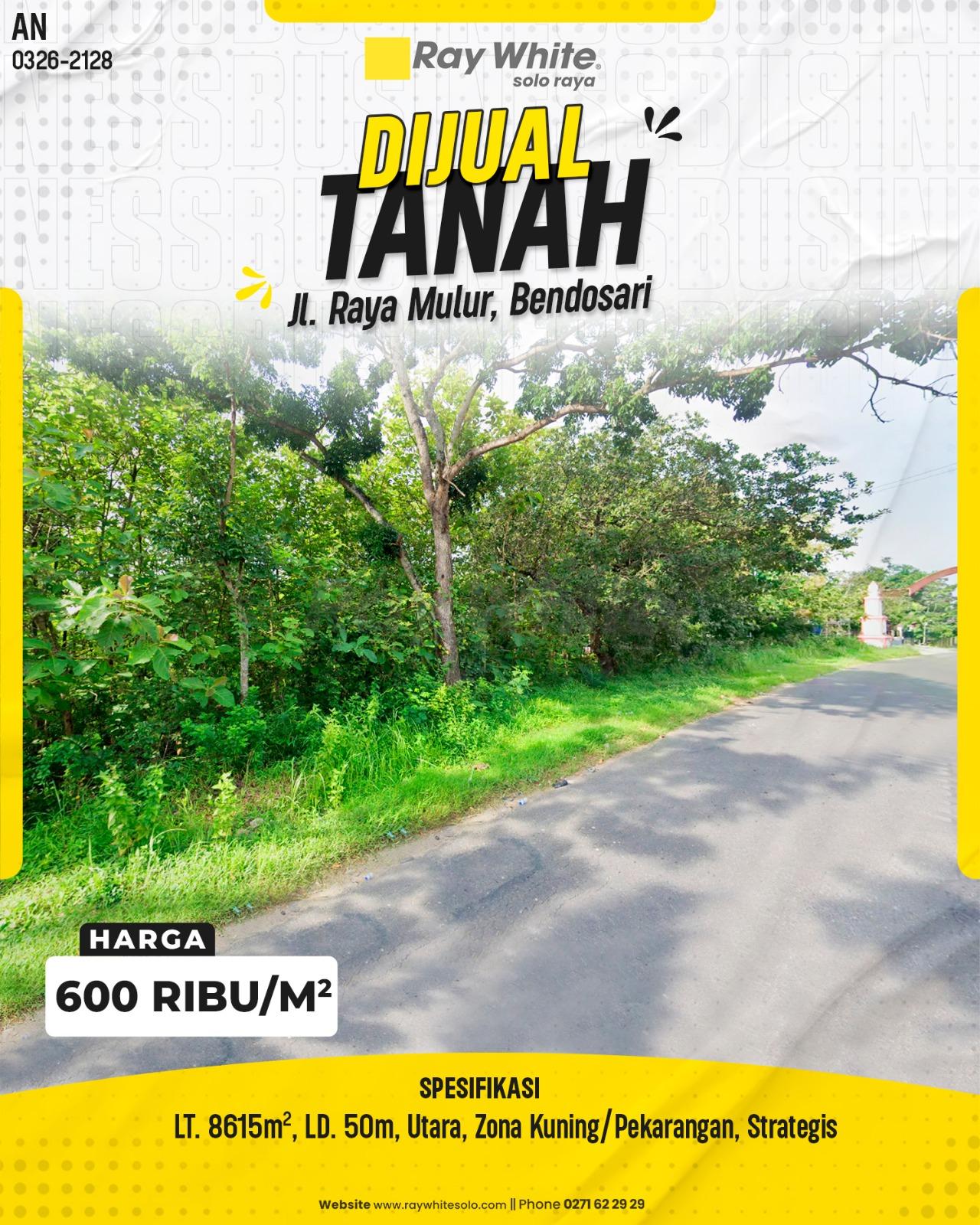 Tanah Luas Strategis Pinggir Jalan Raya Mulur Bendosari Sukoharjo