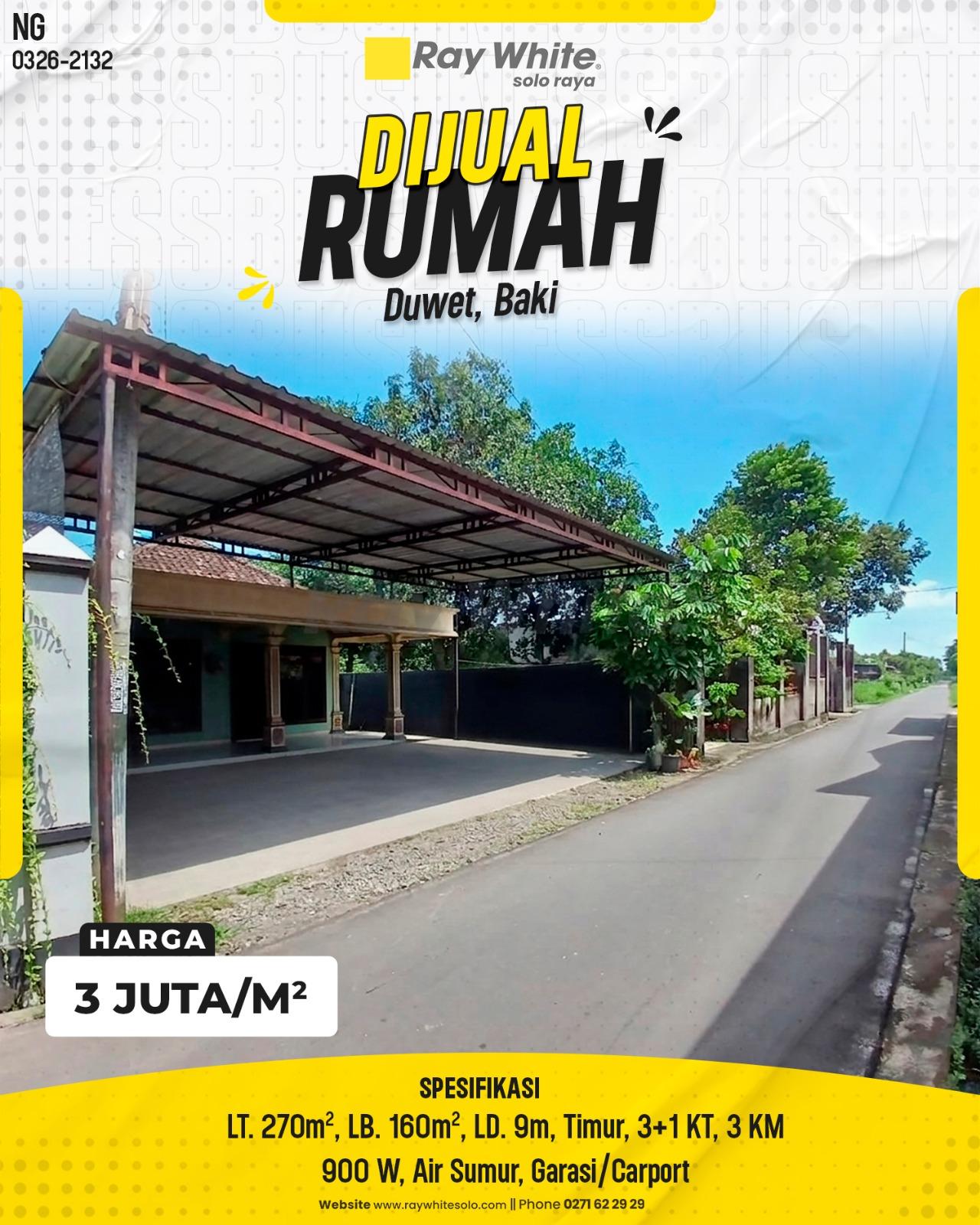 Rumah Luas Strategis di Duwet Baki Sukoharjo, Dekat Solo Baru