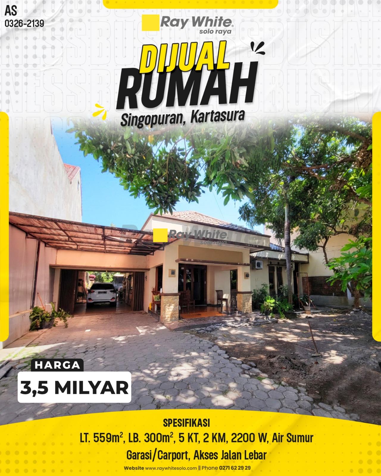Rumah Mewah Lahan Sangat Luas di Singopuran Kartasura, Akses Jalan Lebar